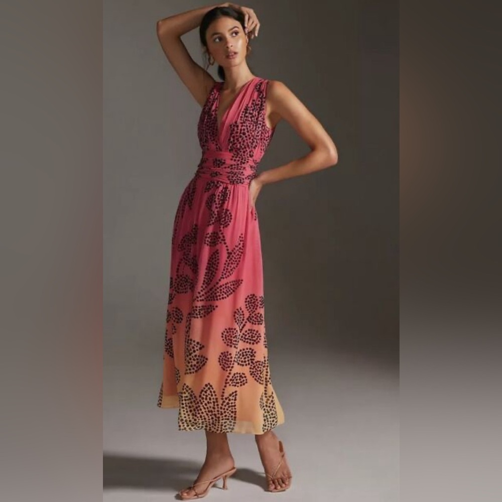 NWT ANTHROPOLOGIE Verb by Pallavi Singhee V-Neck Ombre Maxi Dress SMALL